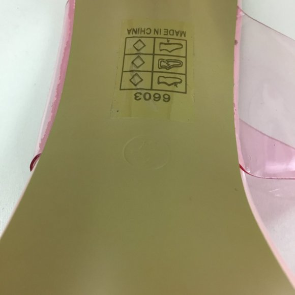 NWOB NASTY GAL Clear Block Heel Pink Transparent Straps Shoes - Picture 3 of 9